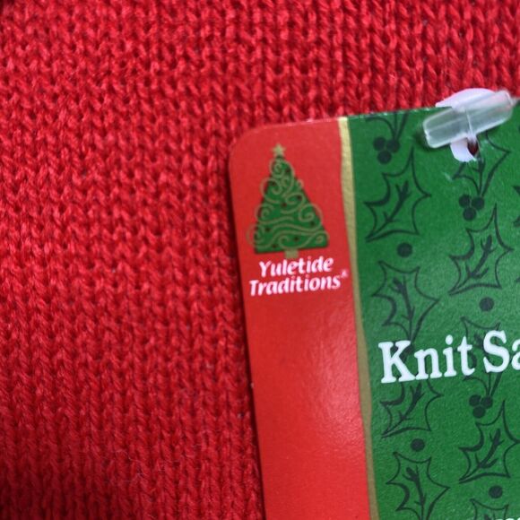 2 VTG NOS Santa Christmas Cap Hat Stocking Red Knit Snowflakes Pom Pom Sweater - Picture 9 of 9